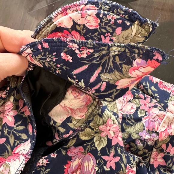 Enge’ collection vintage dress midi quarter length sleeves navy floral women's L - Picture 7 of 11